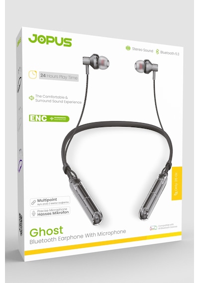 Jopus JP-BH06 Ghost Boyun Askılı Hd Ses Kaliteli Ses Değiştirme Modlu V5.3 Bluetooth Kulaklık