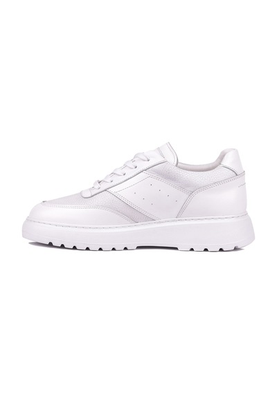 Shoetyle - Hakiki Deri Beyaz Renk Günlük Erkek Sneaker - 115-k643 -1621
