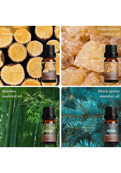 Salking Odunsu Uçucu Yağ Seti 12x10ml, Aroma Terapisi, Doğal Koku Yağları
