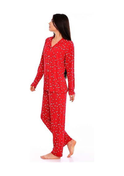 Etoile Bambu, Kırmızı, Boydan Düğmeli Kadın Pijama Takımı  evia Kırmızı