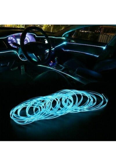 Trendlıfeoto 2 Metre Buz Mavi Araç Içi Torpido Ledi Renkli Ip Neon Ip Led Şerit Led Neon Ip Led Diğer