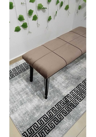 Özcan Metal Özel Tasarım Metal Ayaklı Metal Kasalı Bench Mutfak Salon Antre Yatak Odası Puf Bank Kahverengi