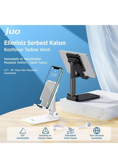 Lexroo Katlanabilir Masaüstü Telefon Standı Beyaz