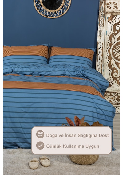 Elart Arden Nevresim Takımı Çift Kişilik %100 Pamuk Ranforce Lastikli Çarşaf 200x220 Cm Renkli