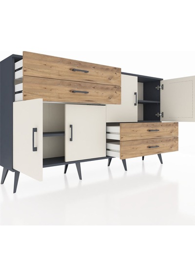 Arges Konsol 3 Raflı 4 Çekmeceli 4 Kapaklı 176x30x99 Antrasit-ayt Antrasit-aytaşı/çam Arges Konsol 3 Raflı 4 Çekmeceli 4 Kapaklı 176x30x99 Antrasit-ayt Antrasit-aytaşı/çam