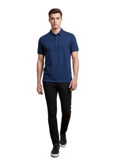 Lacaton Erkek 26-0307 Polo Yaka Lacos T-shirt İndigo İndigo
