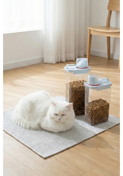 2'li Sızdırmaz Kedi Köpek Mama Saklama Kabı 2300 Ml Ve 2800 Ml