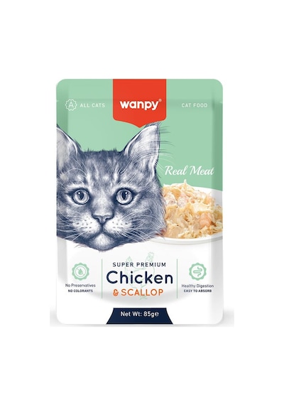 Wanpy Pouch Tavuklu & Deniz Taraklı Yaş Kedi Maması 85 G