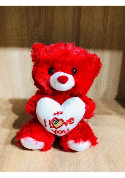 Peluş Ayı Seni Seviyorum Yazılı I Love You Kırmızı Karışık