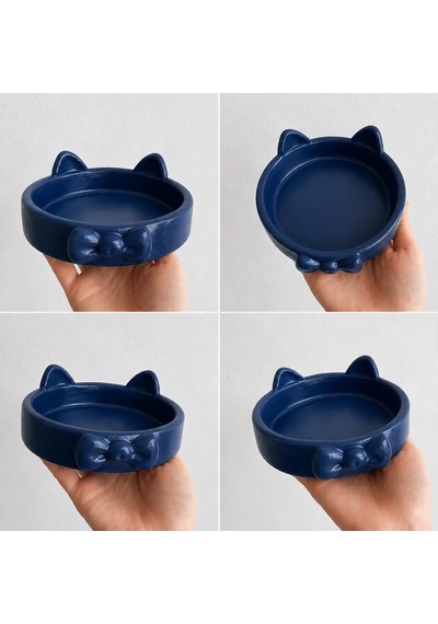 Papyon Model Beton Kedi Köpek Mama Ve Su Kabı 16 Cm Çap - Lacivert