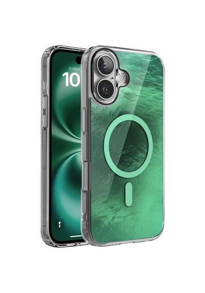 İphone 16 Plus İçin Shinemag Serisi Magsafe İle Uyumlu Göz Alıcı Ve Şık Metalize Arka Tasarım Yüksek Kalite Materyal Premium Hybrid Kılıf Kapak Yeşil, 16 Plus 50 x 22