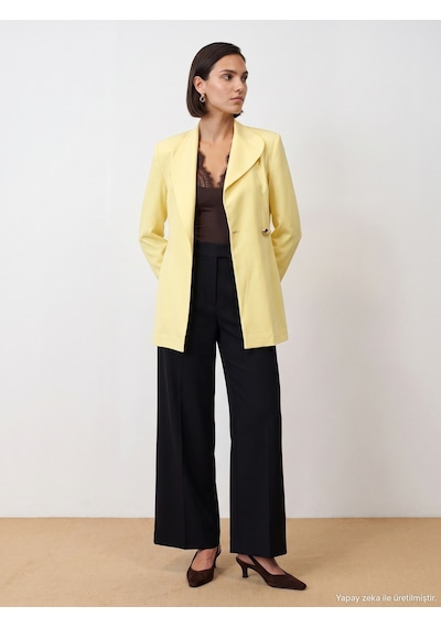 Dilvin 60814 Gold Düğmeli Blazer-sarı