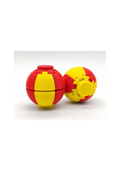 Alvera Press Küresi 3d Baskı Dönüşen Mekanik Fidget Stres Oyuncağı-sarı-kırmızı 47231021