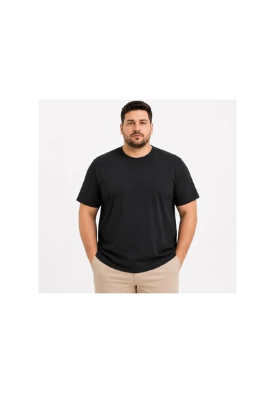 Butik İstanbul Erkek Battal Big Size Basic Tişört Bisiklet Yaka Rahat Kalıp T-shirt - Siyah