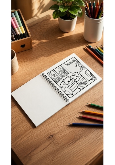Cozy House Cats Ev Kedileri 20x20 Cm Büyük Boyama Kitabı, Çocuklar Yetişkinler