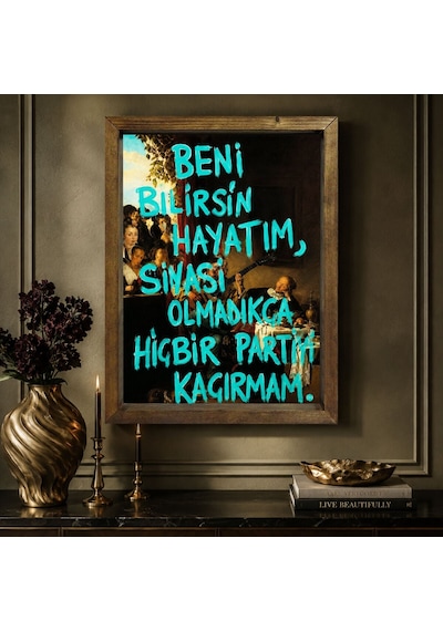 Bk Gift Vintage Klasik Sanat Esprili Sözlü Masif Ahşap Çerçeveli Dekoratif Tablo - 3