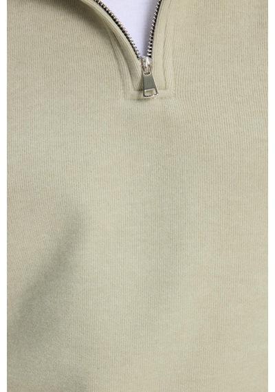 Tudors Erkek Slim Fit Dar Kesim Pamuklu Selanik Kumaş Dik Yaka Mint Sweatshirt-41888 Mint