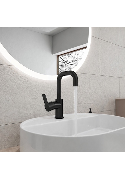 Adell Lento Kuğu Lavabo Bataryası -mat Siyah Siyah
