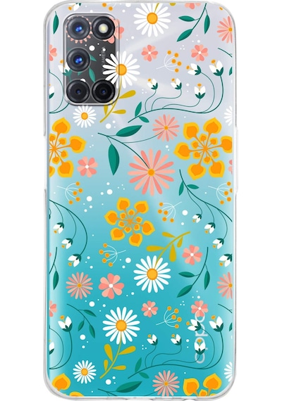 Oppo A72 Uyumlu Kamera Korumalı Çiçek Tasarımlı Şeffaf Kılıf Şeffaf