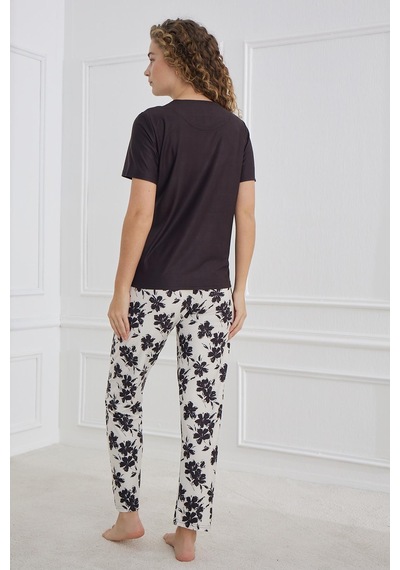 Kompedan Marla Kadın Bisiklet Yaka Pijama Takım 30102 Siyah