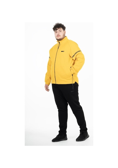 Maraton Sportswear Büyük Beden Erkek Hakim Yaka Dar Paça Uzun Kol Basic Sarı Eşofman Takımı 21518-Sarı