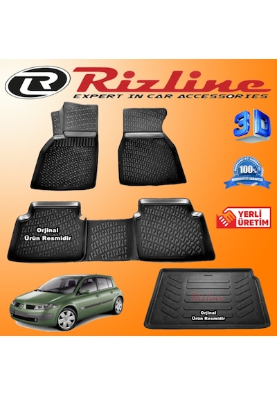 Megane 2 Hb 3D Paspas +Bagaj Havuzu 2004-2010 Arası Set Rizline N11.6115