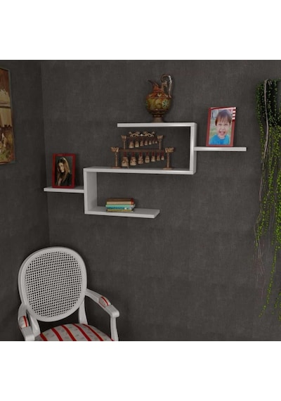 Dekorister Twist Duvar Rafı Beyaz