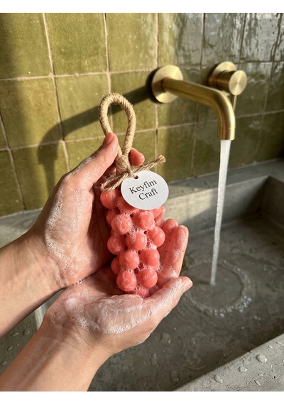 Keyfim Craft El Yapımı Pembe Üzüm Tanesi Tasarımlı Banyo Ve Dekoratif Sabun Lavanta