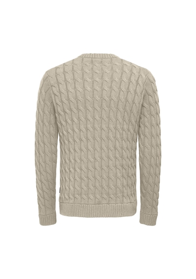 Only & Sons Onskıcker Lıfe Reg 3 Cable Crew Knıt Erkek Gri Kazak - 22026504