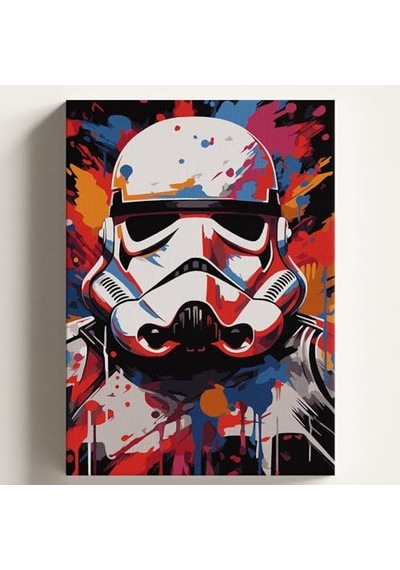 Sayılarla Boyama Tuval Hobi Seti Star Wars Temalı Fırça Ve Boya Dahil Set Çıtalı 40x50 Cm Kendin Yap Sayılarla Tuval Boya Kiti Kasnaklı