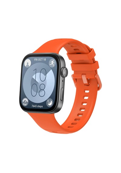 Xemu Huawei Watch Fit 3 Band Serisi Klasik Kordon Silikon Strap Kayış-turuncu