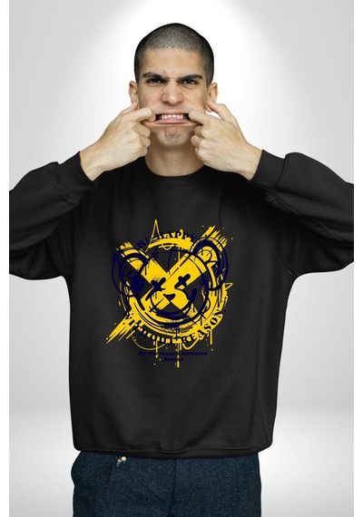Sebep Olmadan Mutlu Ol Unisex Siyah Sweatshirt Siyah