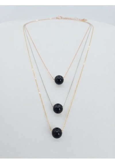 925 Ayar Gümüş Minimalist Oltu Taşı Kolye.rose.gold.rodaj Renk Seçeneği