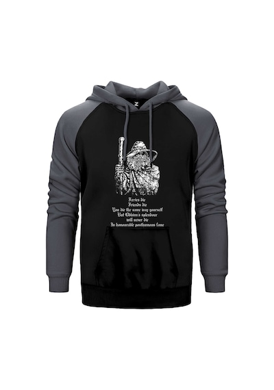 Burzum Old Gri Renk Reglan Kol Kapşonlu Sweatshirt Gri