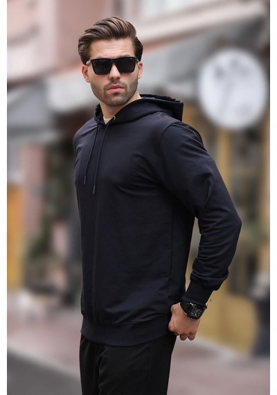 Madmext Lacivert Kapüşonlu Erkek Sweatshirt 7069 Lacivert