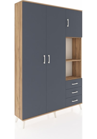 Arges Dolap 5 Raflı 3 Çekmeceli Tek Askılı 132x30x195 Çam-antrasit/antrasit Antrasıt/antrasıt Arges Dolap 5 Raflı 3 Çekmeceli Tek Askılı 132x30x195 Çam-antrasit/antrasit Antrasıt/antrasıt
