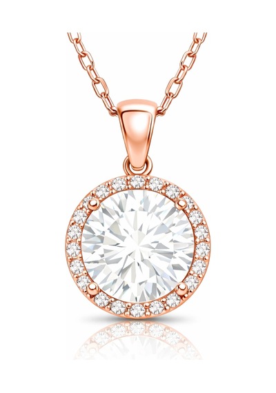 925 Ayar Gümüş Rose Altın Kaplama Kaplama Kaplama Yuvarlak Montür Kadın Kolye Rose Gold