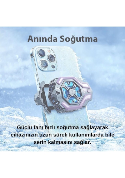 Polham Universal Işıklı Radyatörlü Süpercool Oyuncular İçin Telefon Soğutma Fanı, Kompakt Soğutucu