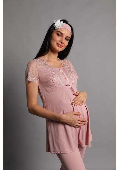 Mecit Pijama Lohusasepeti 5206 Lina Sabahlıklı Lohusa Pijama Takımı 001