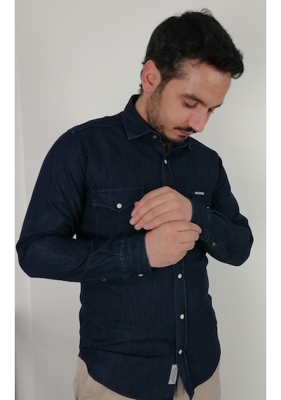 Tousus Slim Fit Kot Erkek Gömlek Slm-2014-tss Lacivert
