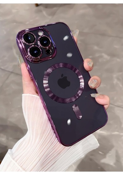 Apple Uyumlu iPhone  13 Pro Kılıf Magsafe Kamera Lensli Korumalı Şeffaf S