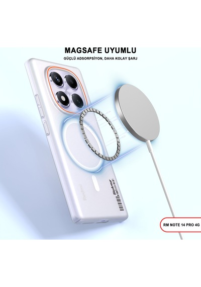Redmi Note 14 Pro 4g Magsafe Uyumlu Mat Sert Klein Kılıf Beyaz