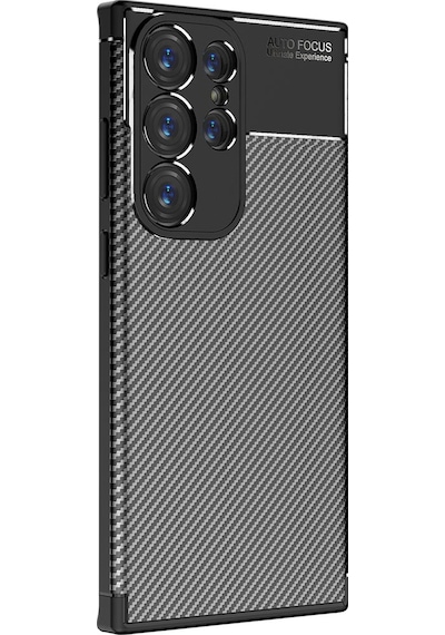Coverzone Galaxy S23 Ultra İle Uyumlu Silikon Kılıf Kamera Korumalı Karbon Tpu Brimstone Ultra Slim Fit Delux Siyah