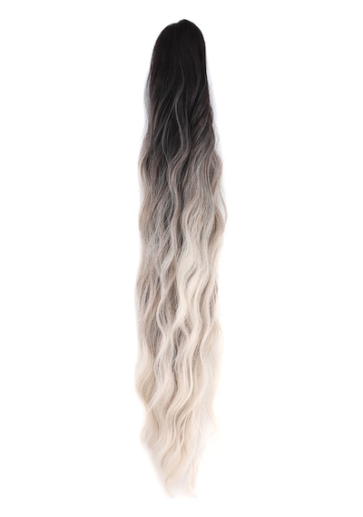 Tokalı Protein Fiber Sentetik At Kuyruğu / Koyu Kumral Gümüş Platin Ombre - Dppq-898530 Çok Renkli