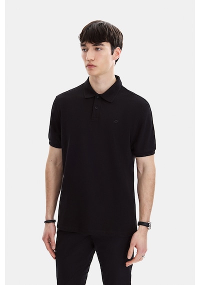 Backandbond Siyah Regular Fit Örme Polo Yaka Tişört