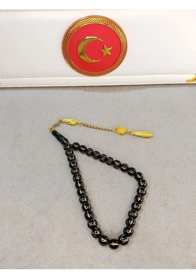 Pirinç İşlemeli Gürcü Oltu Taşı Tesbih