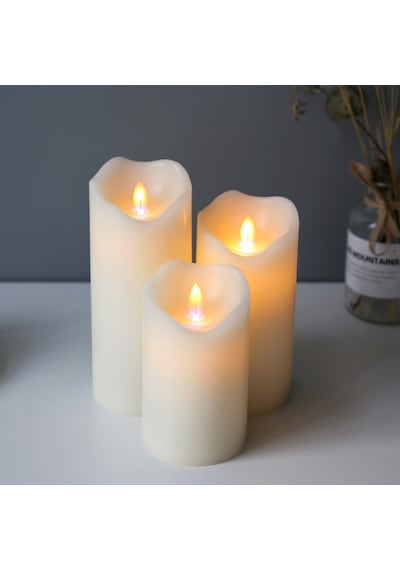 Hareketli Led Mum Seti 3lü - Videolu Sarı