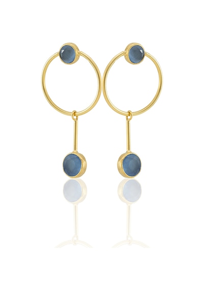 Kadir Jewellery 22 Ayar Altın Kaplama Kadın Sallantılı Küpe -el İşçiliği Ve Hipoalerjenik Küpe Buz Mavisi 64576022
