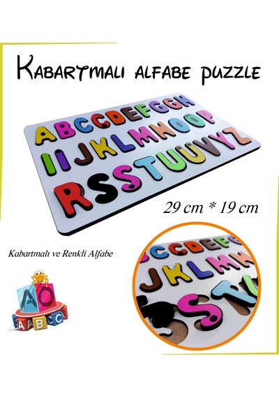 Kabartmalı Ahşap Alfabe Puzzle