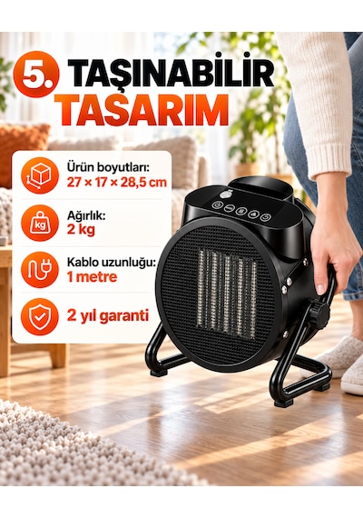 Ventus Ss20 3000w Dijital Ekran Uzaktan Kumandalı Elektrikli Fanlı Isıtıcı